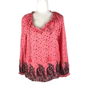 LUCKY BRAND Giselle Pink Boho‎ Peasant Tunic Top S